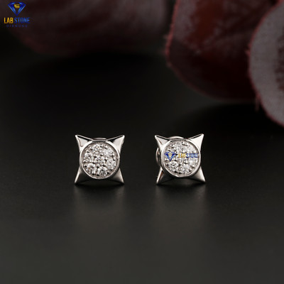 0.196TCW Round Brilliant Cut Moissanite Diamond Earring  White Gold 10k Labstone