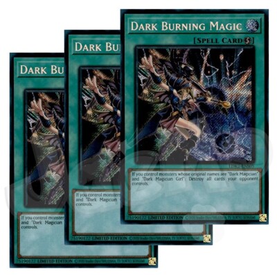 Yugioh - Dark Burning Magic x 3 - Limited Edition Secret Rare NM - Free Holo