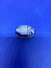 Small Vintage Egyptian Carved  Scarab Blue Beetle Focal Bead 1.3" 33mm