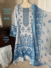 M Size 40 LAWN 3pc Shalwar Kameez Stitched Embroidered Suit Pakistani Indian