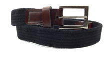 Child Black Stretch Leather Belt Buckle Brass Size 24"
