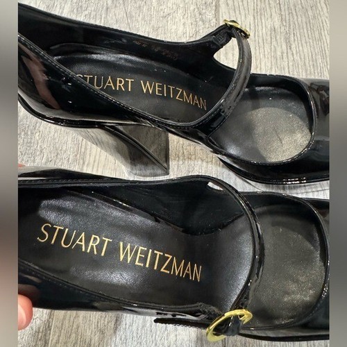 Stuart Weitzman black patent leather Skyhigh 145 Mary Jane platform pumps 7.5 - Picture 2 of 10