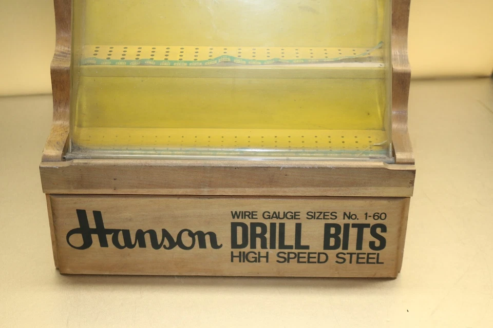 Broca de acero de alta velocidad Hanson vintage ferretería encimera pantalla + llave Foto 3 de 4