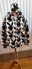 Playboy By Pacsun Printed Sherpa Hoodie Jacket Womens L Black Oversized Fleece