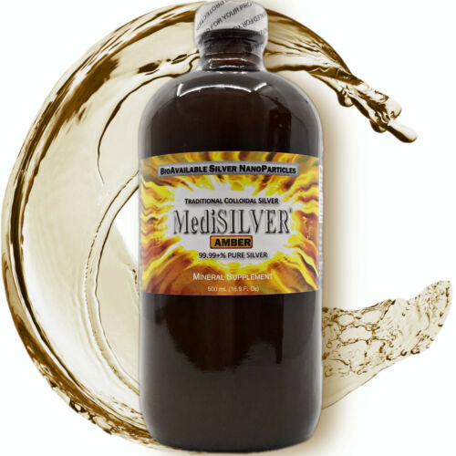 MediSILVER® AMBER Traditional-Colloidal Silver Dietary Supplement - 500 mL/Glass - Picture 1 of 10