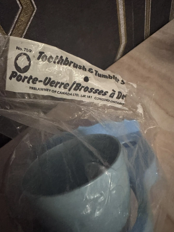 Vintage Blue And White Toothbrush Holder And Tumbler - Image 2 of 2