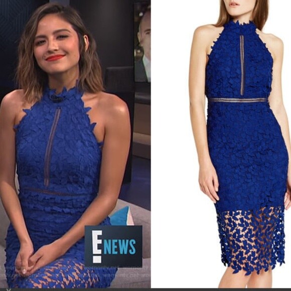 bardot gemma lace halter dress