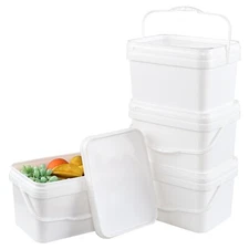 Idotry 4-Packs Plastic Bucket Pail with Handle Food Grade Containers, 10 Litres