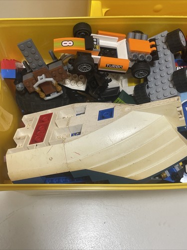 LEGO Storage Brick Case 8 Stud Large Yellow Container Plastic Bin Box w/ 6lbs Pc - Picture 3 of 6