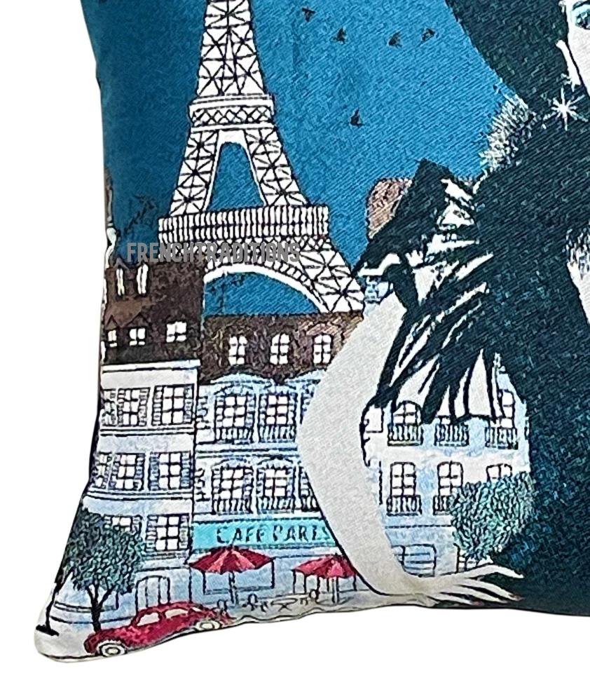 Funda de almohada francesa hecha a mano, I Love Paris 16 X 16 hecha en Francia Foto 3 de 4