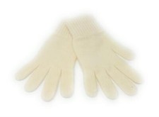 Pure Lambswool Gloves - Womens Short Cuff - Ecru - Made IN Scotland UK