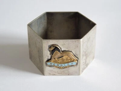 Serviettenring versilbert silberfarben Email Wembley Löwe 26,9 g/4,9 x 4,2 cm - Bild 1 von 4