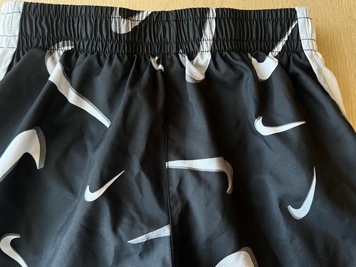 Nike Girls Youth Swoosh Print Dri-Fit Athletic Running Shorts Black White Sz L - Picture 7 of 7