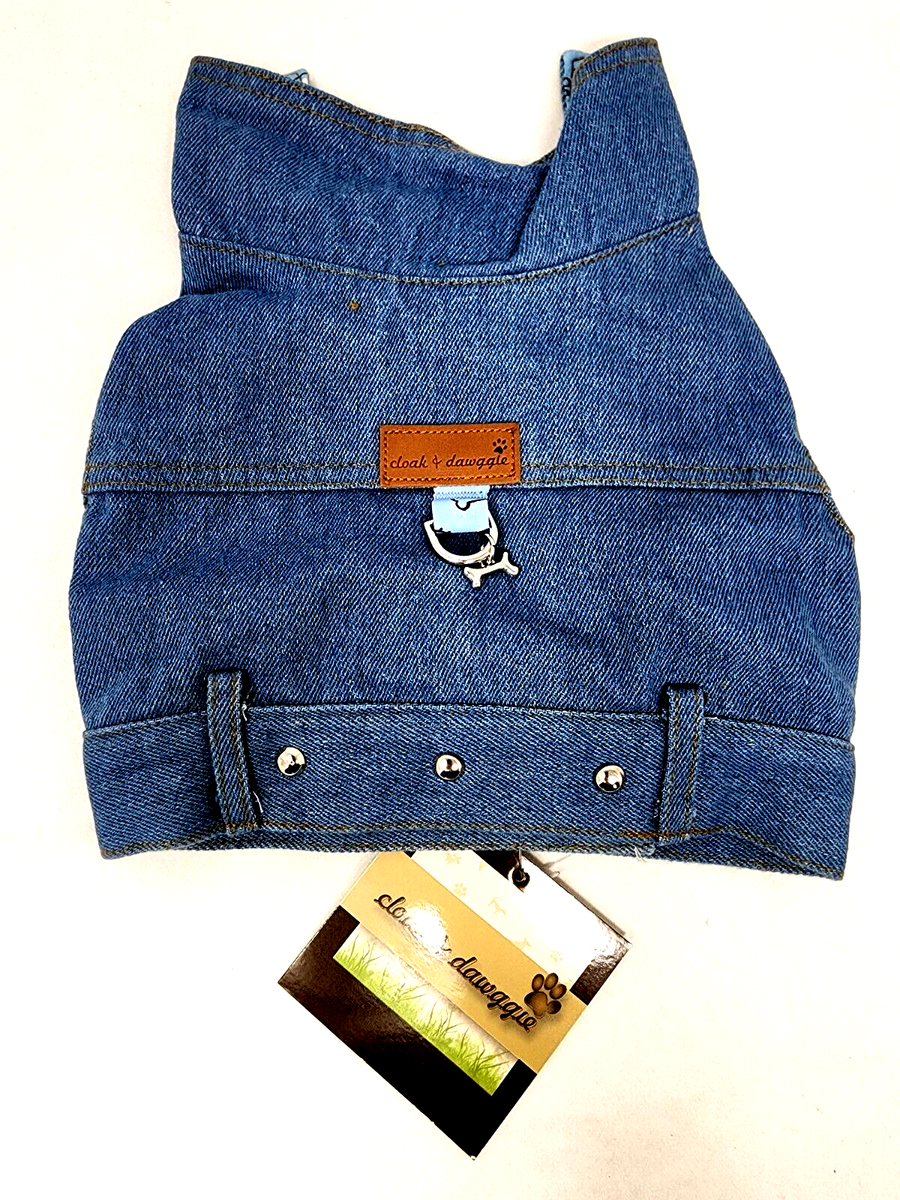 Cloak &Dawggie Denim Bandana Jean Jacket, Small Dogs, Blue