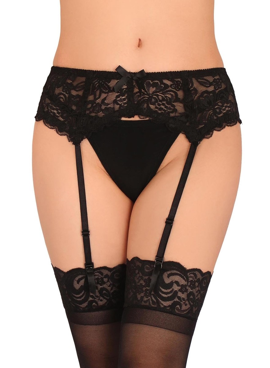 garter belt office Lace Garter Belt for Thigh High Stockings Sock Suspender Women Black  XX-Large