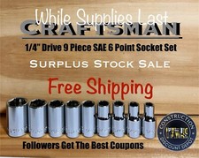 Surplus Stock Sale Craftsman 14-in. Dr 9 Pc 6 Pt Inch Shallow Socket