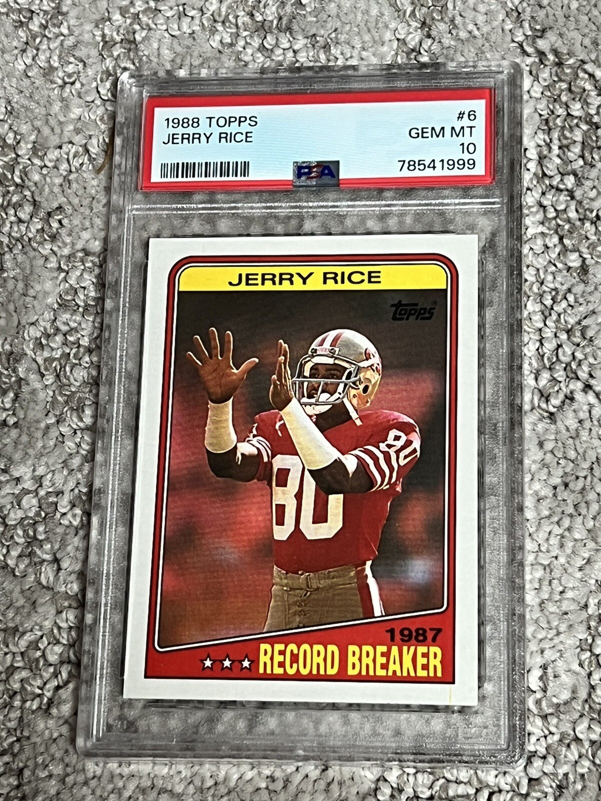 PSA 10 GEM MINT FOOTBALL CARD 1988 TOPPS JERRY RICE HOF RECORD BREAKER 49ers