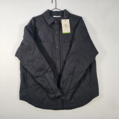 New Alpine Design Women's Pure Black Shirt Jacket Quilted Size Large NWT