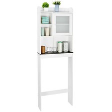 Wood Bath Storage Shelf Cabinet Space Saver Bathroom Over The Toilet White