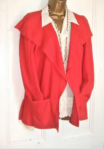 Jean Muir, JEAN MUIR Studio Vintage 1970's red Drape Jacket 10 UK Made in England