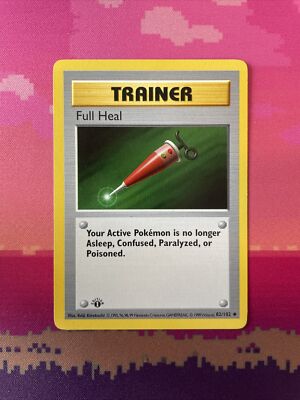 Pokemon Karte Full Heal Shadowless Base Set 1. Edition 82/102 Near Mint