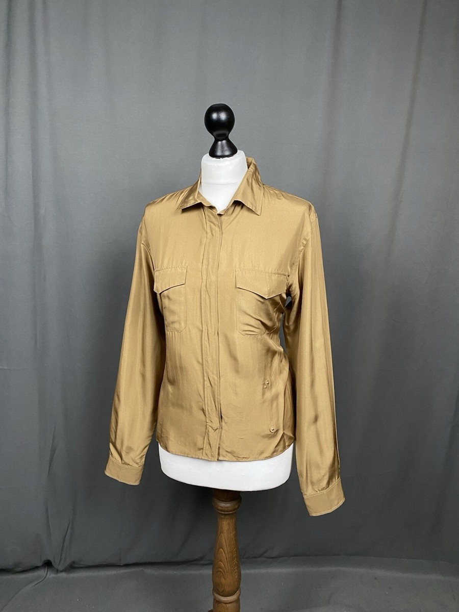 Prada Women's Brown Silk Longsleeve Shirt Size 44 | eBay