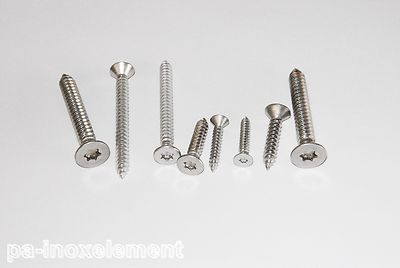 Blechschrauben DIN 7982 Edelstahl VA TORX 2,2mm 2,9 3,5 3,9 5,5 6,3mm Senkkopf  
