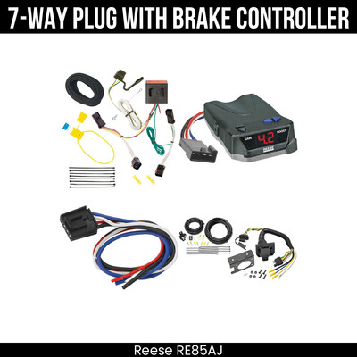Reese RV 7-Way Trailer Wiring Harness Kit + Brake Control For 02-07 Jeep Liberty