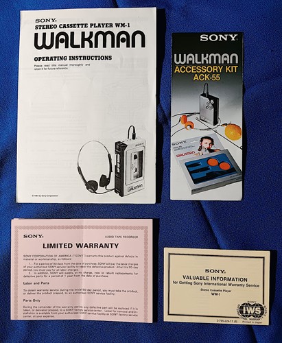Operating Instructions Manual Accessory Sony Walkman WM-1 Stereo Cassette Player