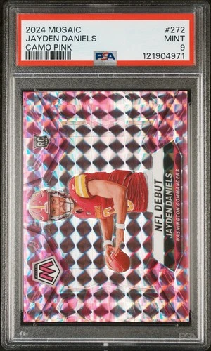 JAYDEN DANIELS PSA 9 2024 Panini Mosaic NFL Debut PINK CAMO #272 COMMANDERS