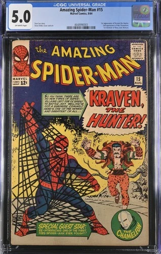 AMAZING SPIDER-MAN #15 (1964) CGC 5.0 🔥 1ST KRAVEN THE HUNTER 🔥 BRAND NEW SLAB