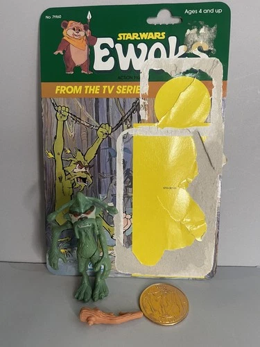 Vintage Kenner Star Wars Ewoks Dulok Scout w/Weapon, Coin + Cardback  Original