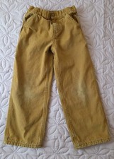 Carhartt Boys Sz 7 Duck Canvas Dungaree Carpenter Pant Flannel Lined Adjustable