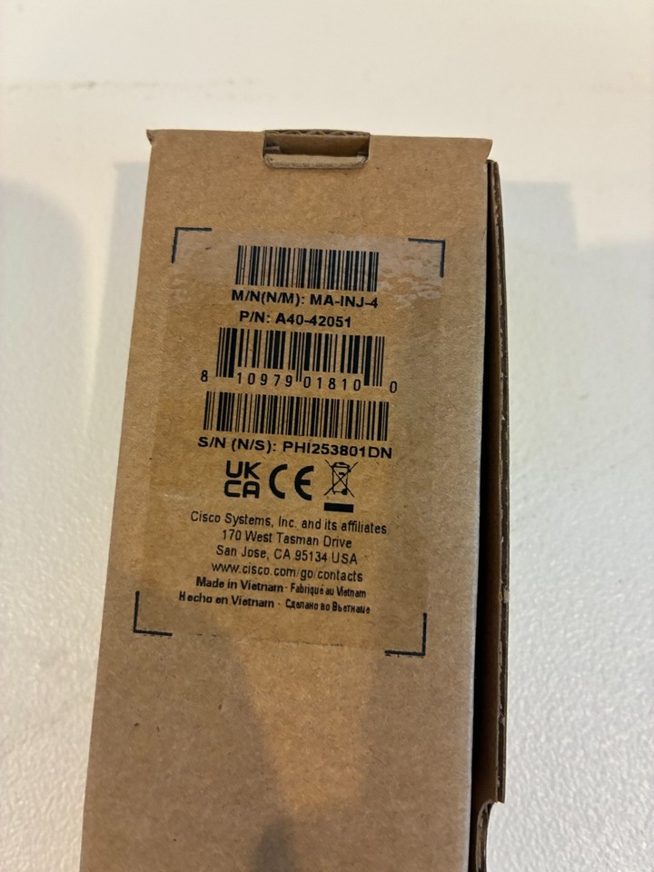 NEW Cisco Meraki 802.3at POE Injector MA-INJ-4 w/ MA-PWR-CORD-US | eBay