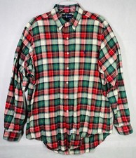 Polo Ralph Lauren Men's L The Big Shirt Flannel Plaid Button Down Vintage 90s