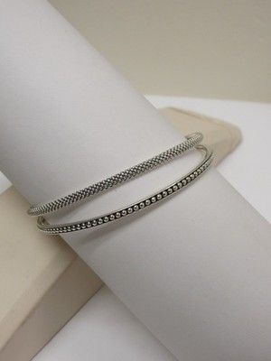 Designer LAGOS Sterlingsilber Signatur Kaviar Perlen zwei Armreif Armband Set