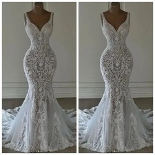 Mermaid Evening Gowns Applique Detailing V-Neck Chapel Train Open Back Vestidos