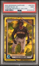 2024 Bowman Sapphire Chrome Homer Bush Jr Prospect Yellow Refractor /75 - PSA 9