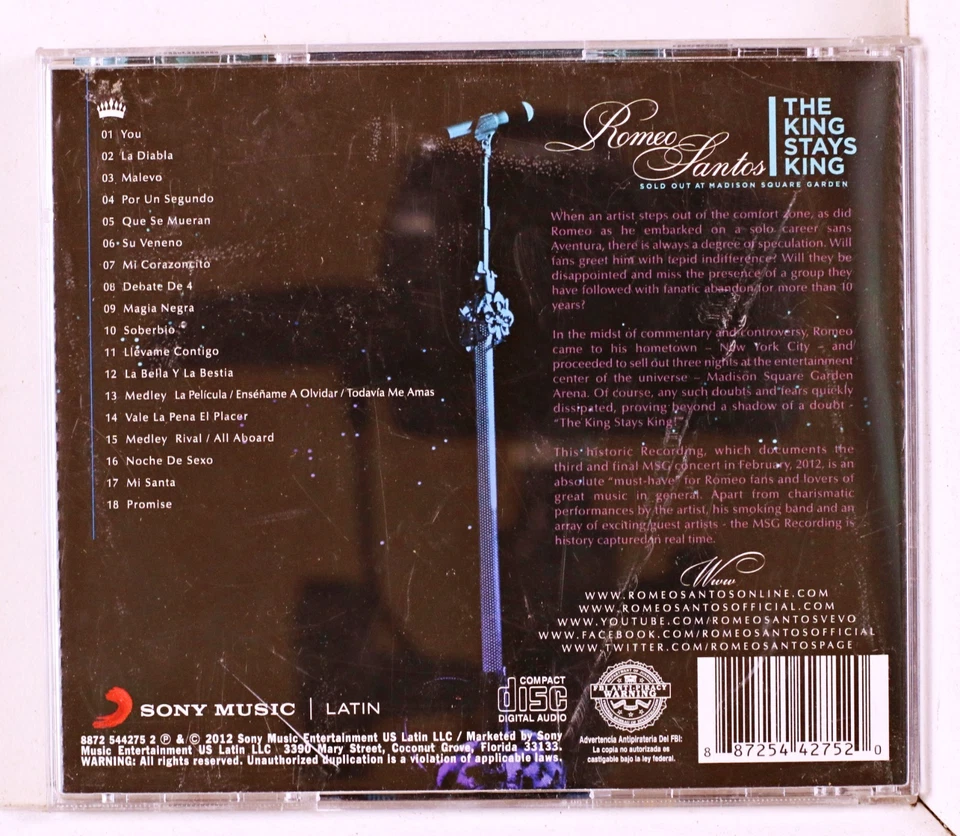 Romeo Santos - King Stays King: Sold Out at Madiso... (CD 2012) — 第 2/2 张图片