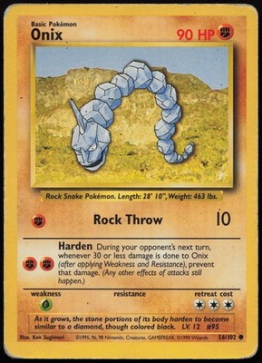 Pokemon Onix 56/102 Played Base Set Common Englisch 1999