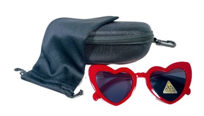 ''Taylor Swift'' Red Heart Sunglasses With Black Frame And Case W/ Microfiber Bag.