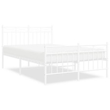 Bettgestell Bettrahmen aus Metall Stahl in Weiß mit Kopf und Fußteil 120x190cm