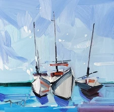 Abstract Yachts Sea Nautical Art PRINT Canvas Painting By Artist Jose Trujillo