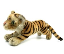 Steiff Tiger Cub Running 1950s Mohair Plush 17cm 7in no ID GlassEyes Biggest Vtg