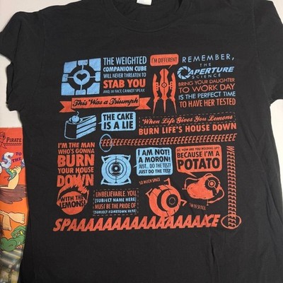 Portal 2 Aperture Science Companion Cube Graphic T Shirt Large Valve Gaming
