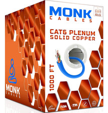 CAT6 Plenum Cable 1000Ft 100 Pure Copper UTP, 23AWG, 550Mhz