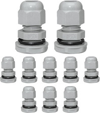 10 Pcs 1/4" NPT Nylon Cable Glands, IP68 Waterproof Adjustable Cord Grip Cable C