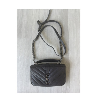 COLLEGE MINI CHAIN BAG IN SHINY CRACKLED LEATHER - YSL