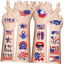 90Pcs Fourth of July Temporary Tattoos,American Flag Red White Classic styles