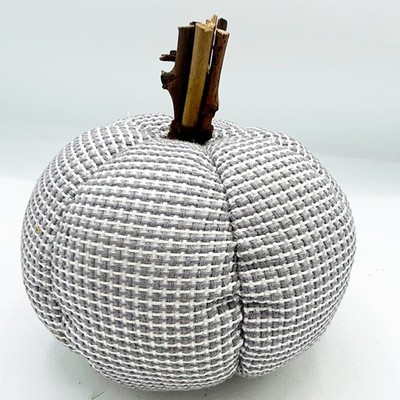 Gray Fabric 6'' Pumpkin with Twig Stem